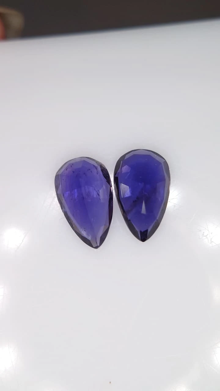 4.47ct Natural Pear Faceted Iolite Pair from Madagascar — view 5